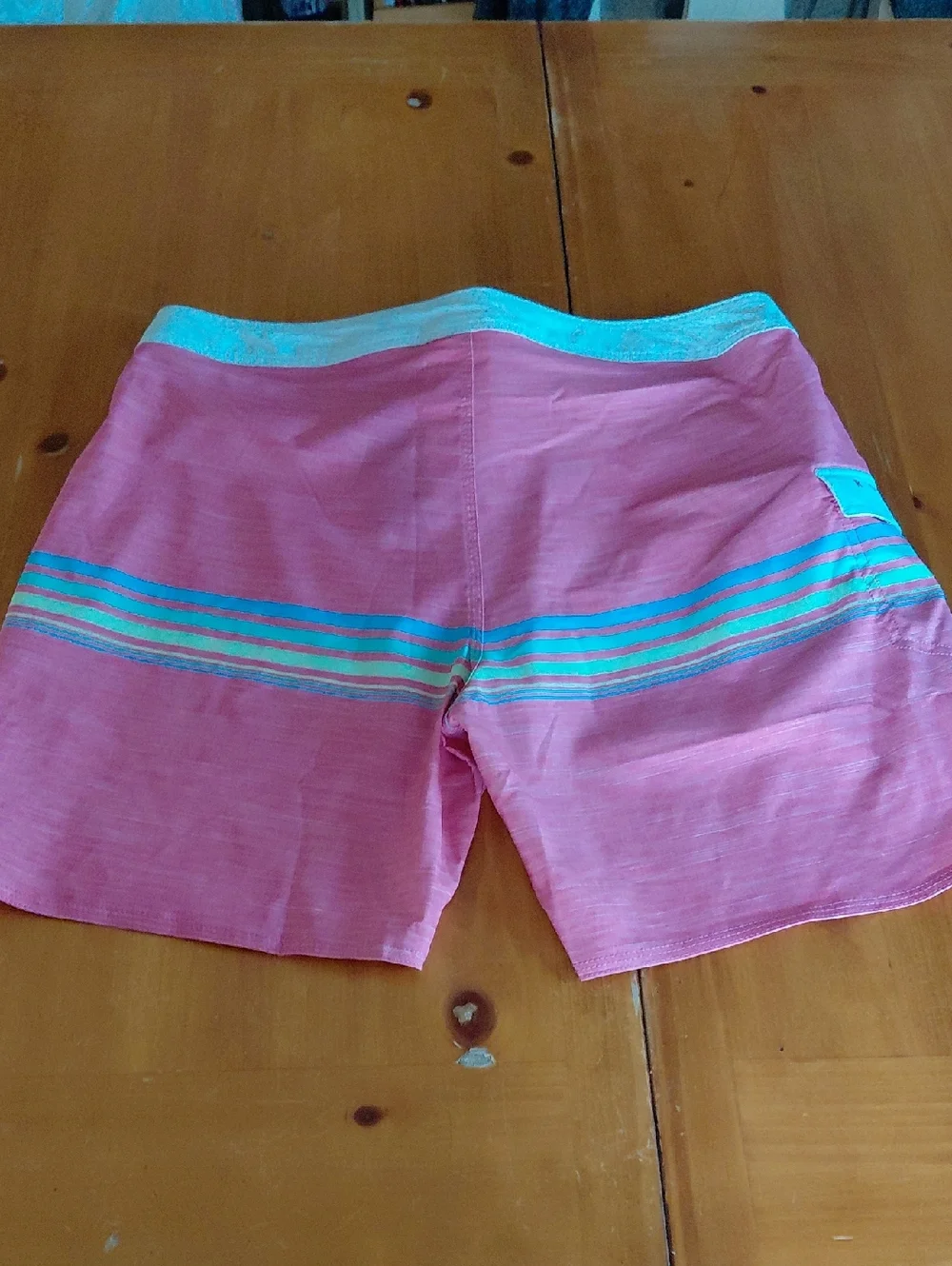 Rip Curl Pink Board Shorts with Teal Striping Mens 36